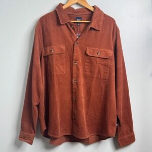 GAP Men's Rust Orange Corduroy Button Up Shirt Jacket XL NWT MSRP $80